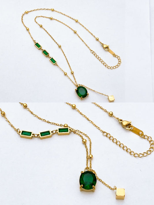 The Gold & Emerald Green Multi-Stone Necklace
