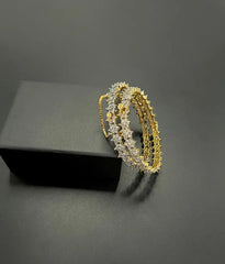 Majestic Ruby Cluster Gold-Plated Bangles – Luxury Bridal Jewelry with Handcrafted Detailing