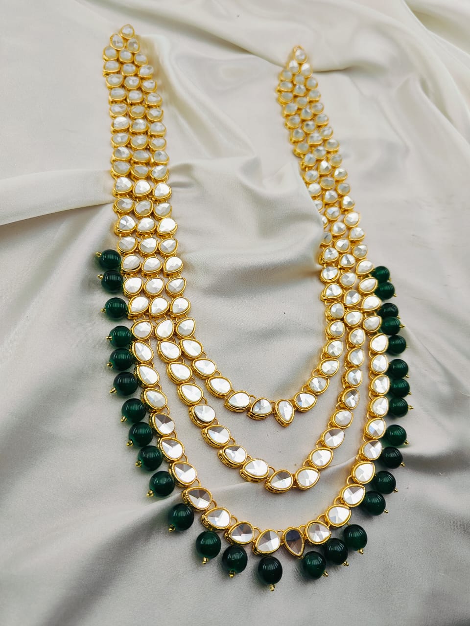 Kundan Stones Mala Three Line