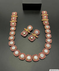 Elegant Enamel Pearl Choker Necklace Set