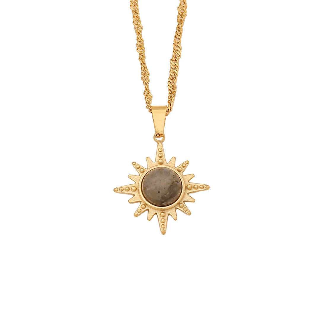 Celestial Sunburst Gemstone Pendant Necklace