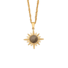 Celestial Sunburst Gemstone Pendant Necklace