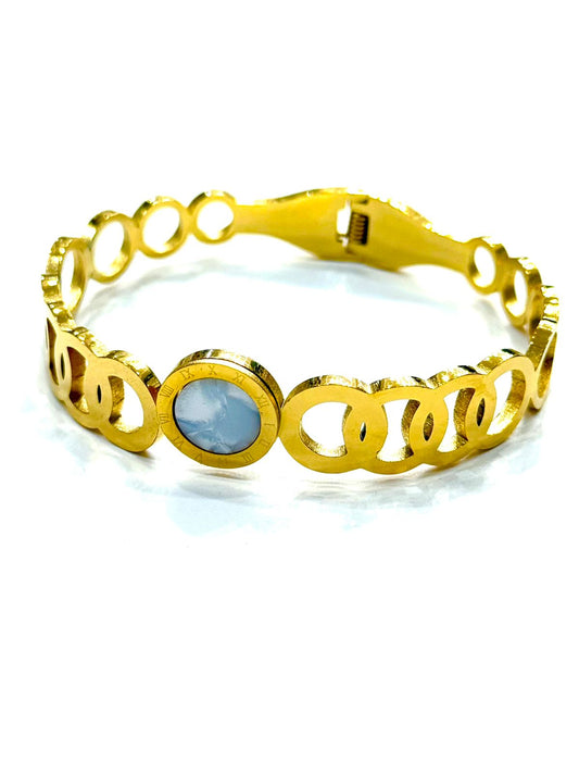 The Gold V-Logo Motif Cutout Bracelet