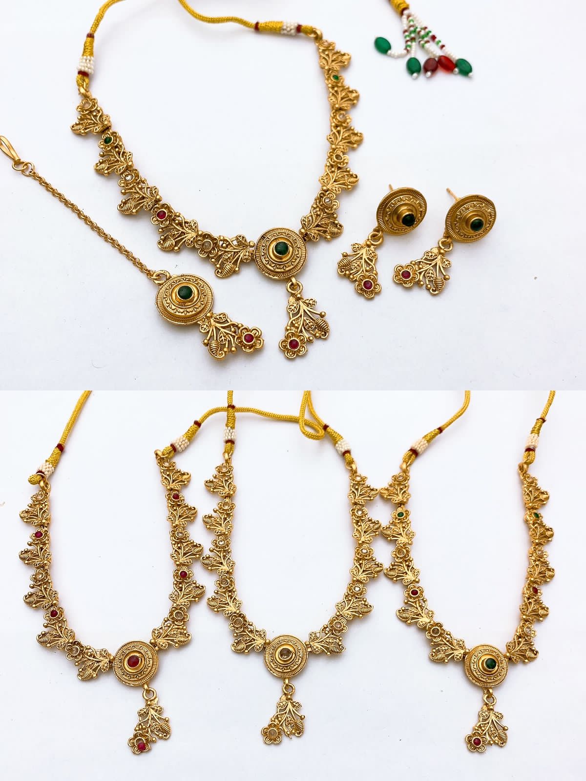 Rajwari Indian Neacklace Set in Real Stones