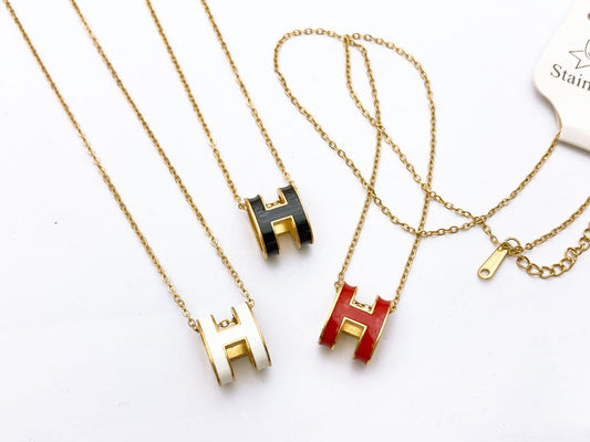 The Trio of Enamel 'H' Motif Pendants