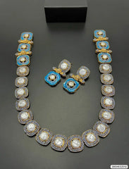 Elegant Enamel Pearl Choker Necklace Set
