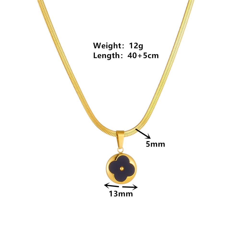 Elegant Four-Leaf Clover Herringbone Necklace