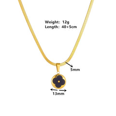 Elegant Four-Leaf Clover Herringbone Necklace