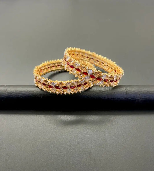 Wedding and party wear Gold Plated 2Piece Bangle Set
