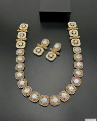 Elegant Enamel Pearl Choker Necklace Set