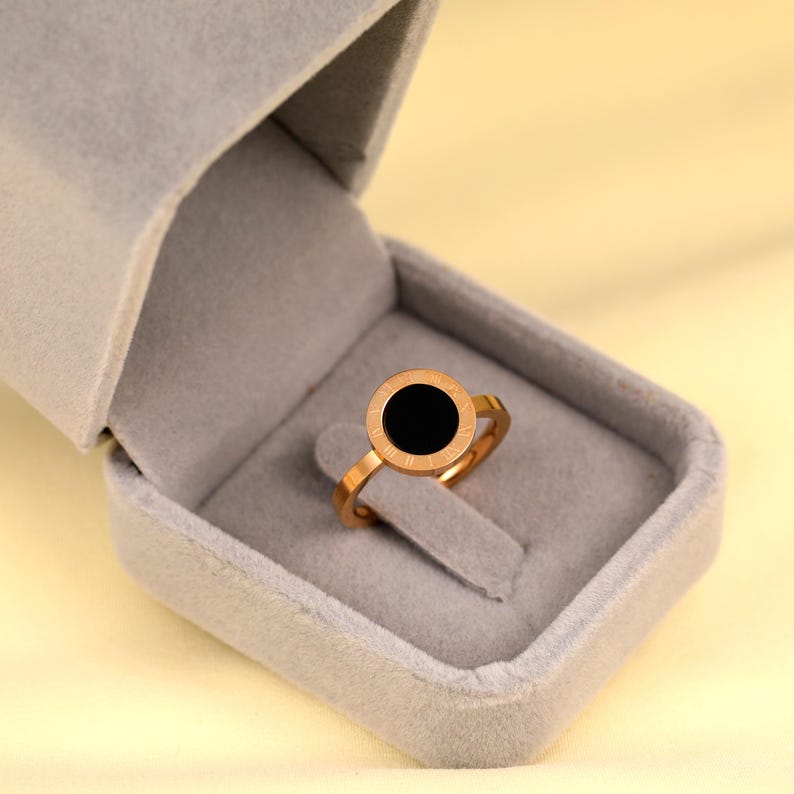 The Black Enamel Roman Ring