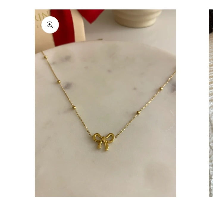 The Dainty Bow & Satellite Chain Necklace