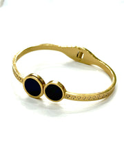 The Silver & Black Greek Key Motif Bracelet