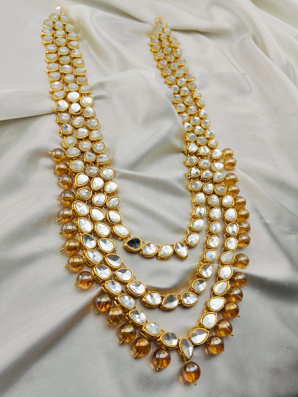Kundan Stones Mala Three Line