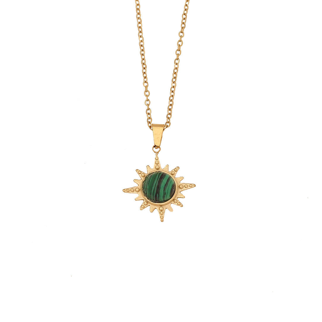 Celestial Sunburst Gemstone Pendant Necklace