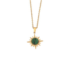 Celestial Sunburst Gemstone Pendant Necklace