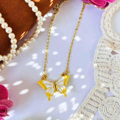 Magnetic Matching Butterfly Pendant Necklaces for Best Friends & Couples – 2-Piece Set, Enamel Gold-Plated Jewelry