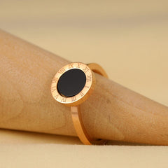 The Black Enamel Roman Ring