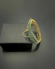 Majestic Ruby Cluster Gold-Plated Bangles – Luxury Bridal Jewelry with Handcrafted Detailing