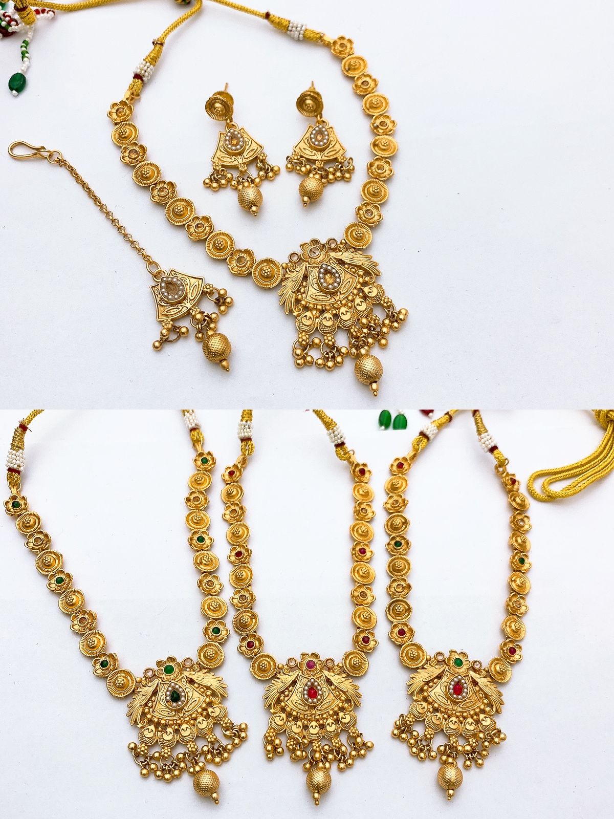 Rajwari Indian Neacklace Set in Real Stones