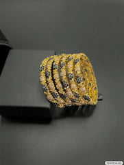 Regal Gold-Plated Floral Bangles Set – Handcrafted with Ruby and Diamond-Polished Stones
