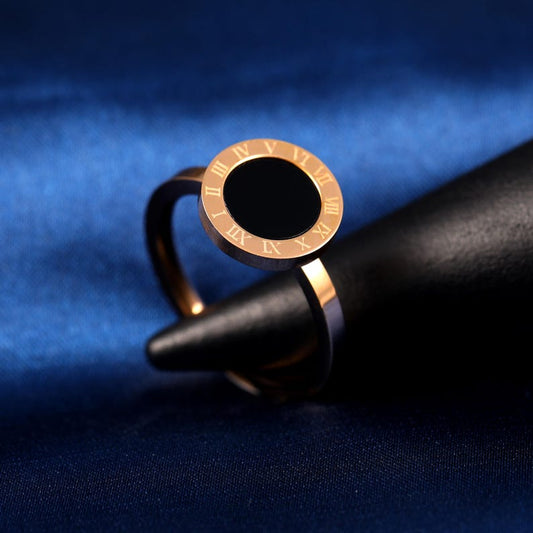 The Black Enamel Roman Ring