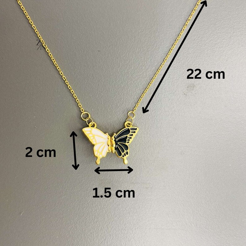 Magnetic Matching Butterfly Pendant Necklaces for Best Friends & Couples – 2-Piece Set, Enamel Gold-Plated Jewelry
