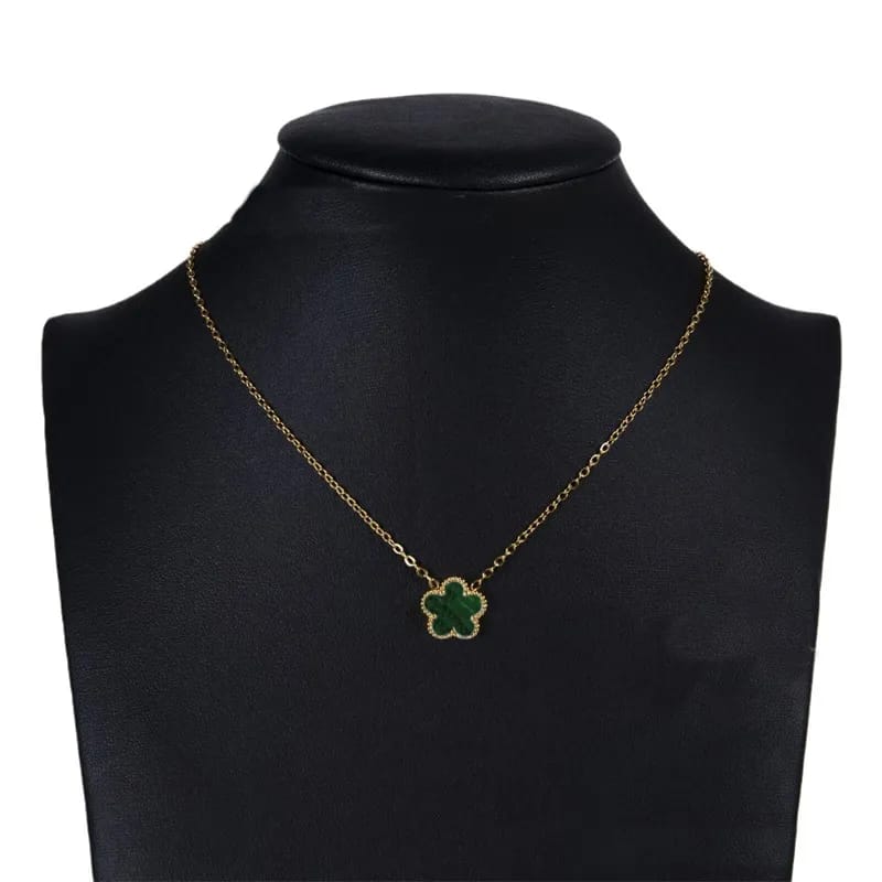 Elegant Clover & Flower Charm Necklace – Minimalist Enamel & Gemstone Jewelry