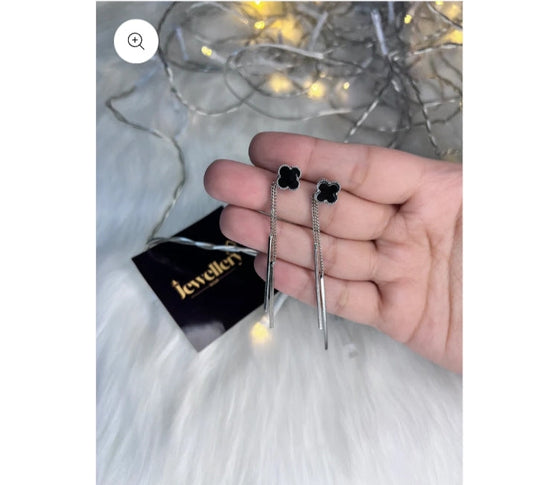 Silver Black Loket Set